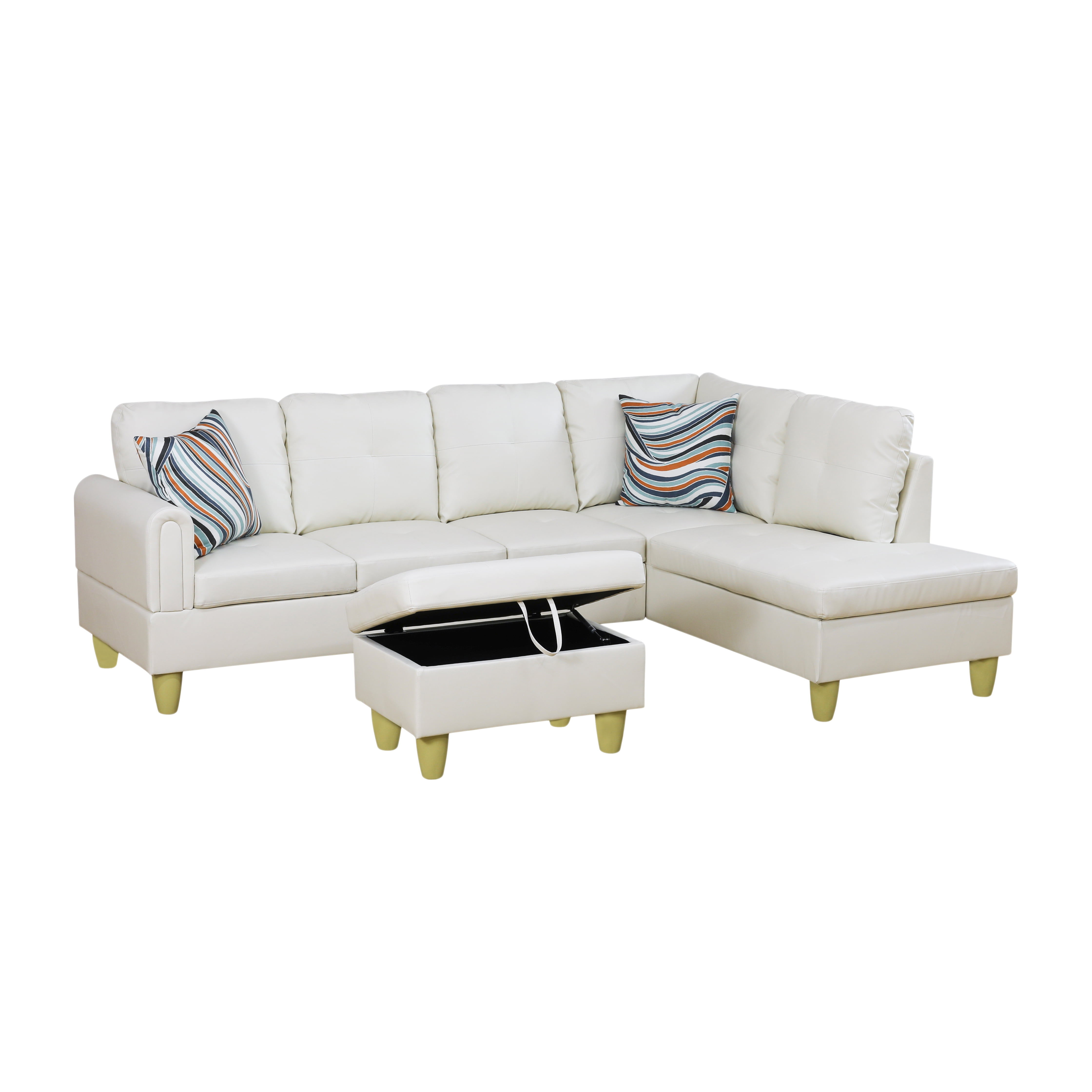 MAYEERTY Modern Adult 3-Piece Couch Living Room Sofa Set，White