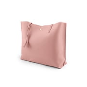 Women Tote Bag Tassels Leather Shoulder Female Handbags - Pink