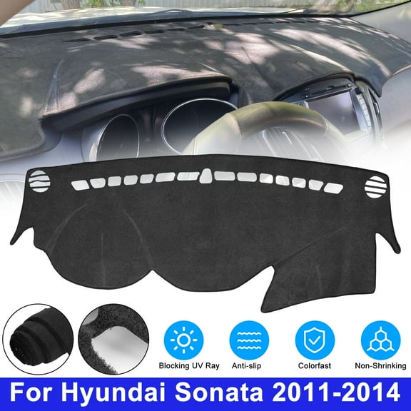 TSV Dashboard Cover, Dash Mat Carpet Compatible with Hyundai Sonata 2011 2012 2013 2014, Black