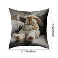 thumbnail image 3 of Uutvery Cute Rabbits Print Pillowcase, 18x18 Inch Adorable Bunny Design on Soft Fabric, Charming Decorative Cushion Cover for Sofa Bedroom, Perfect Easter and Spring Season Gift, 3 of 7