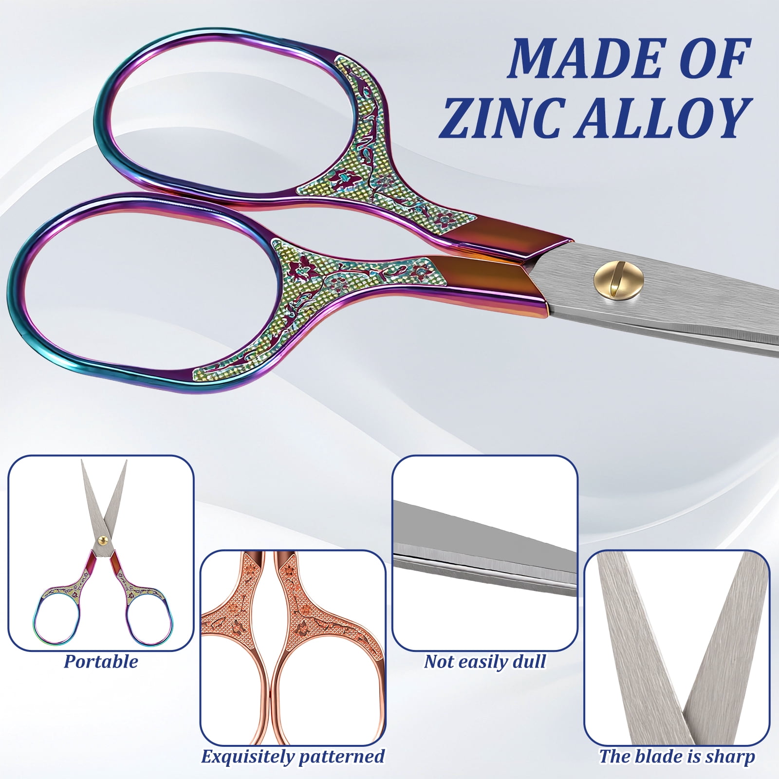 Threns Small Craft Scissors, 5" Sewing Scissors, 24Pack Sharp Scissors All Purpose, Straight Fine Tips Mini Sewing Scissors Set, Precision Detail Paper Cutting, Colorful