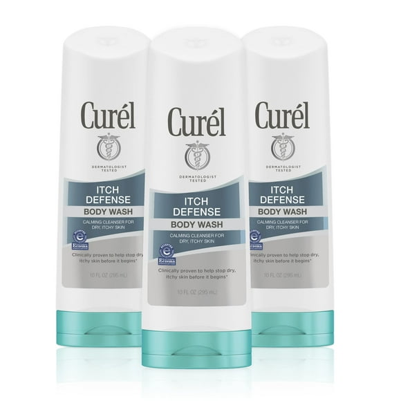 Curel Gel Douche Apaisant Anti-Démangeaisons, Formule Douce Sans Savon, pour Peau Sèche et Qui Démange, avec Jojoba Hydratant et Huile d'Olive, 10 oz (Lot de 3)