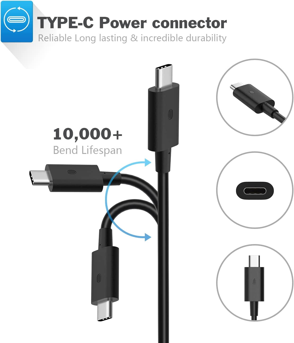 Dell 130W Laptop Charger Dell XPS Charger USB C Type C Slim AC Power Adapter for Dell XPS 17,Precision 5550 5530 2in1,XPS 15 2in1 9575，Latitude 7410 7310 Power Supply Cord