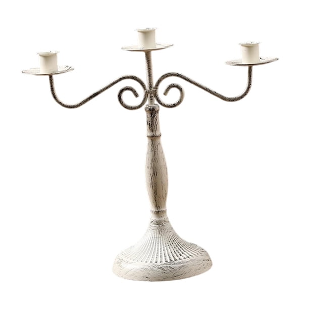 Candelabro de varios brazos, candelabro decorativo para mesa de comedor, cónico para club, repisa de Halloween Blanco con 3 brazos