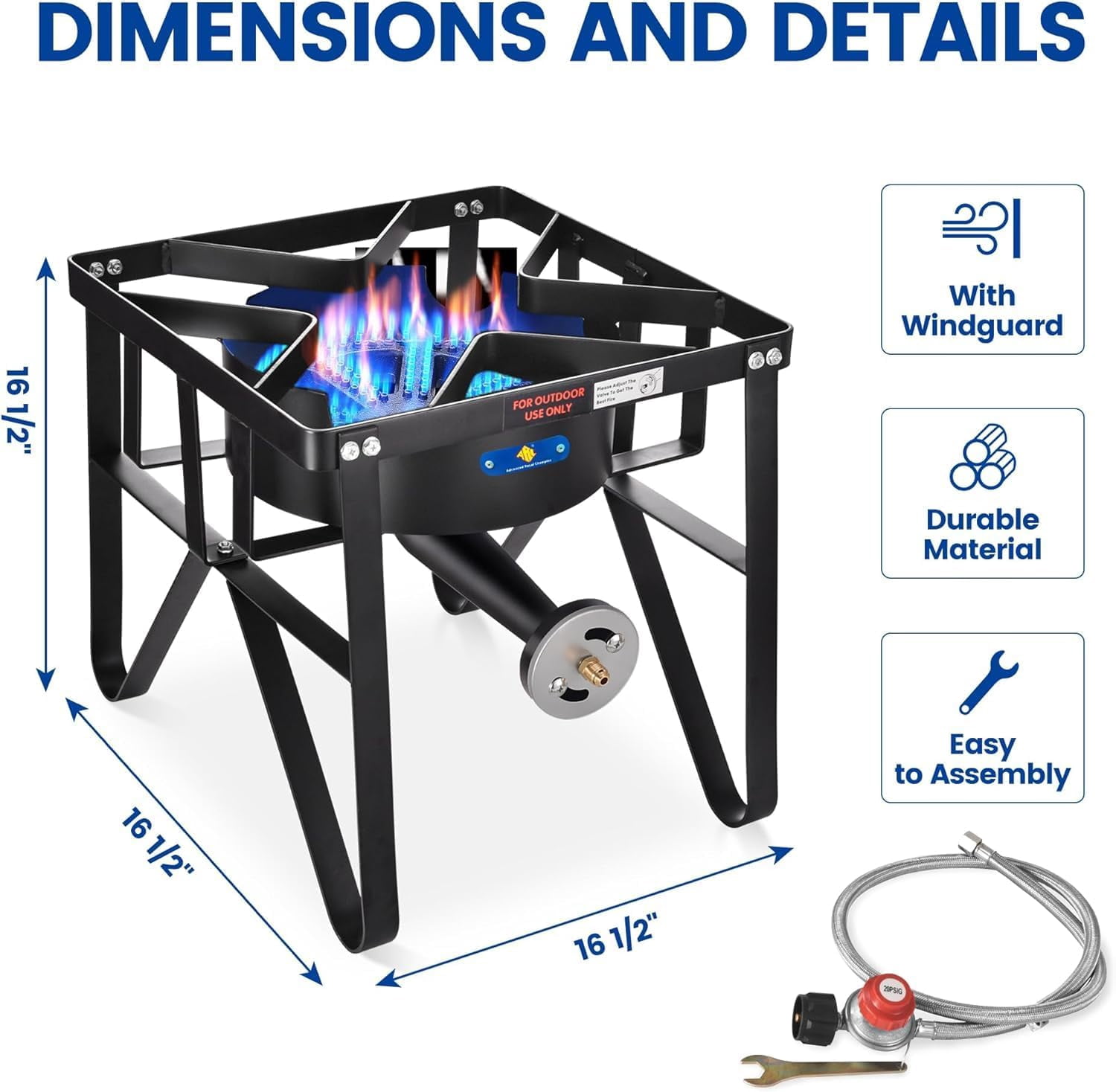 ARC Cast Iron Mexican Cazo Para Carnitas With 200,000 BTU Propane Stove,Great for Carnitas, Braising, Seafood Boiling, Inoxidable Wok comal Fry,For Outdoor Cooking (22QT)