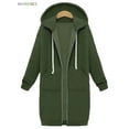 thumbnail image 5 of BadPiggies Women Zipper Hoodie Long Coat Casual Sweatshirt Fleece Outwear Winter Warm Jacket (XL, Green), 5 of 6