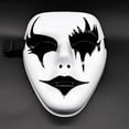 thumbnail image 2 of Horror Clown Facial Cover, Adjustable  Face Cover One Size Hand Painted Graffiti Elastic Band  For Role Playing, 2 of 8
