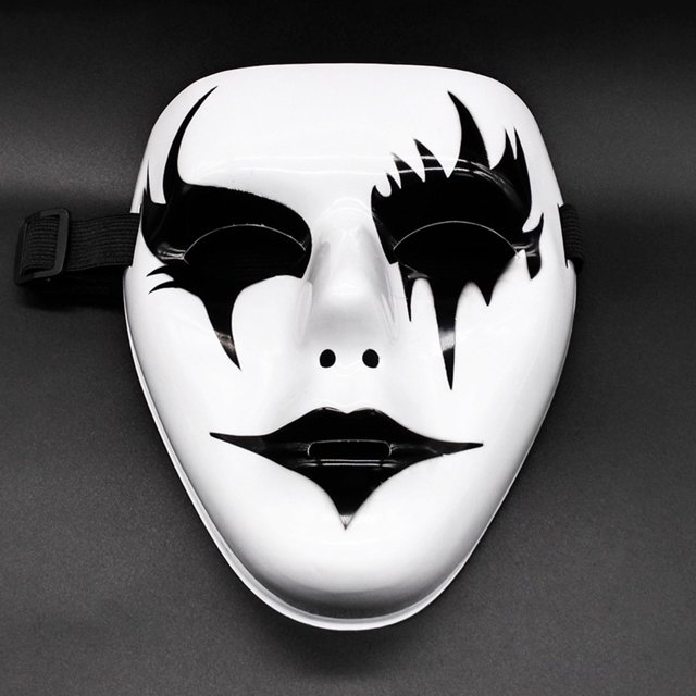 Cubierta facial de mascarada cubierta facial de payaso de terror graffiti pintado a mano ajustable talla única para danza fantasma ANGGREK Otros