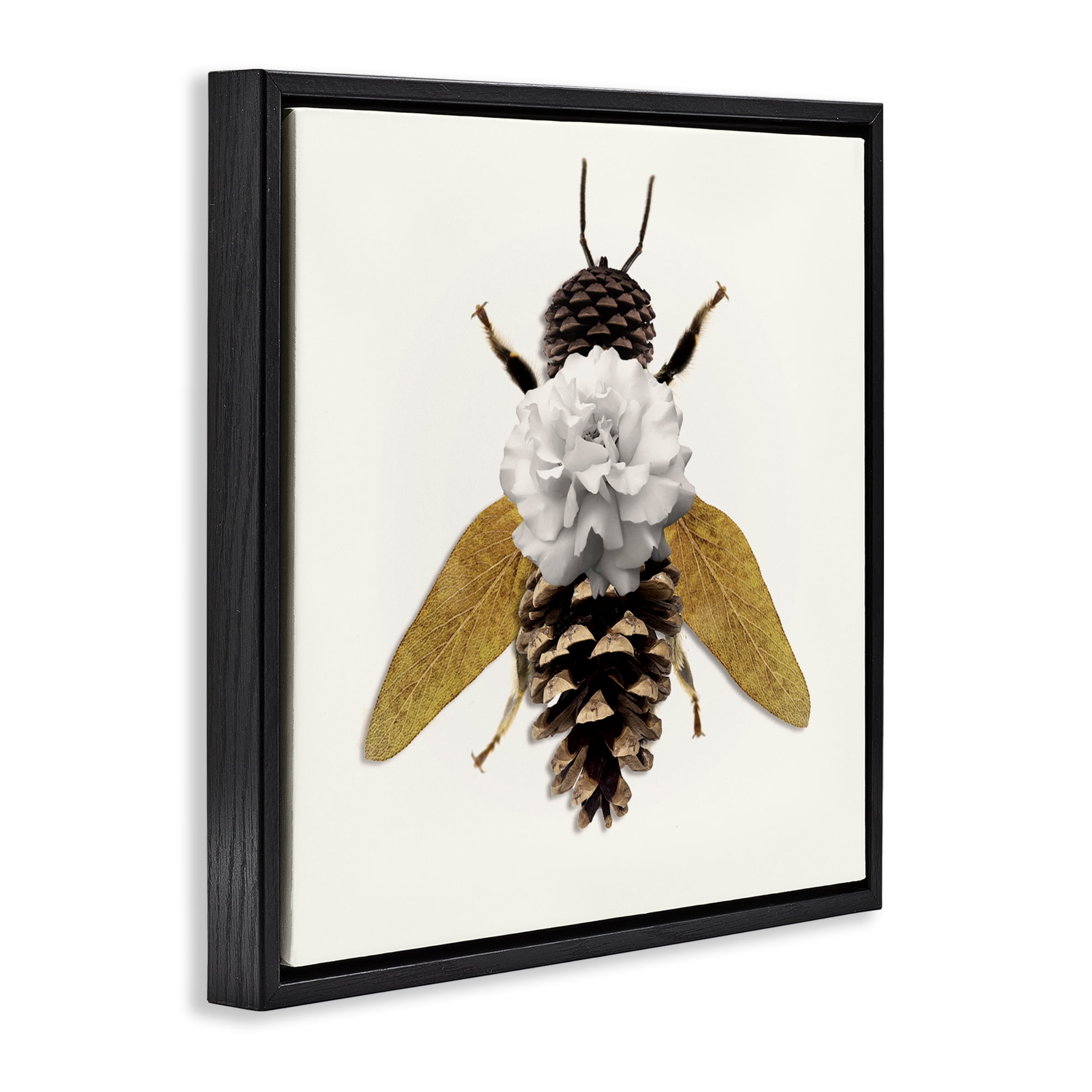 Nature Constructed Bee Black Framed Floater Canvas Wall Art, design by Sasha