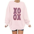 thumbnail image 2 of Womens Casual Heart Graphic Sweatshirts Long Sleeve Pullover Loose Crewneck Cute Love Printed Sweatshirt Tops Pink L, 2 of 7
