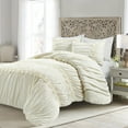 thumbnail image 1 of Lush Decor Darla Textured Ruching Comforter, King, Ivory, 3-Pc Set, 1 of 7