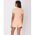thumbnail image 2 of Hanes Originals SuperSoft Comfywear Women’s Ribbed Babydoll Tee & Shorts Pajama Set - Soft Loungewear Mellow Peach/Mellow Peach M, 2 of 5