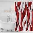 thumbnail image 3 of Red White Moire Standard Shower Curtain Set, Waterproof Shower Curtains for Bathroom, Modern Abstract Art Washable Fabric Cloth Bath Curtain for Bathtub Decoration with Hooks 72x72 Inches, 3 of 6