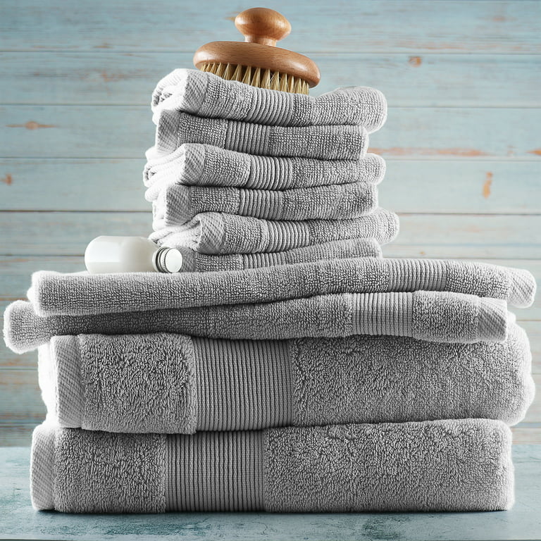 Clara Clark Bath Towels Set, 100% Cotton Luxury Softness 10 PC Set, Gray, Size: 2 Bath 2 Hand Towels 6 wahscloths