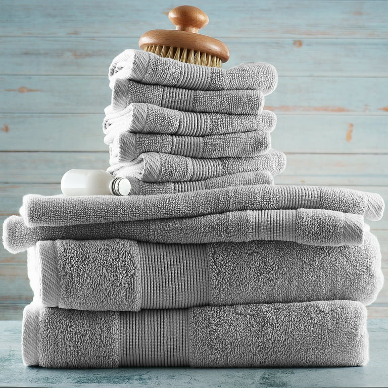 Hearth & Harbor Bath Towel Collection, 100% Cotton Luxury Soft 10 Pc Set –  Gray 