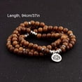 thumbnail image 4 of 1pc 108 Mala Wenge Beads Wooden Wrapped Bracelets, Prayer Yoga Bracelets For Men Women,15, 4 of 15