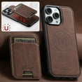thumbnail image 4 of Dteck Magnetic Case for iPhone 16 Pro Max, Detachable Wallet PU Leather Case with Card Slot Kickstand Business Retro Phone Cover, Brown, 4 of 7