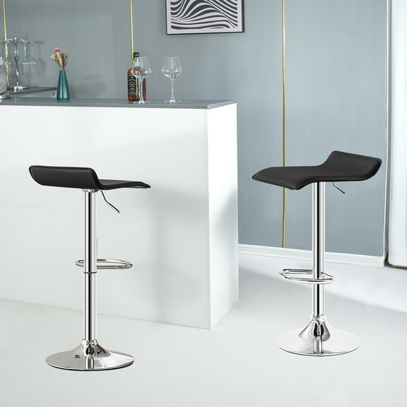 Swivel Bar Stool Adjustable-Height Barstools Modern Black Bar Chair，Set of 2