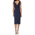 thumbnail image 2 of Dress the Population Womens Lita Sleeveless Plunging Midi Sheath Dress w Bows, Midnight Blue, S, 2 of 3