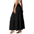 thumbnail image 4 of Women's Casual High Waist Drawstring A-line Maxi Skirt With Pockets Black XL, 4 of 5