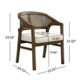 thumbnail image 2 of Noble House Wooden Frame Dining Chair Set of 2,Rattan Back with Upholstered Seat,Beige+Walnut, 2 of 7
