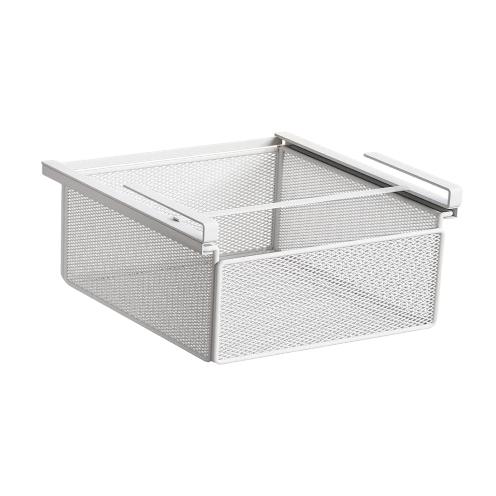 Baoblaze Removable Under-Shelf Storage Basket, Hanging Under-Desk Organizer, Drawer Tray, White