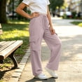 thumbnail image 6 of Agkizg Girls Wide Leg Cargo Pants Quickly Dry Lightweight Waist Pants with Multi-Pockets for Outdoor Summer, Sizes 12-13 Years, 6 of 6