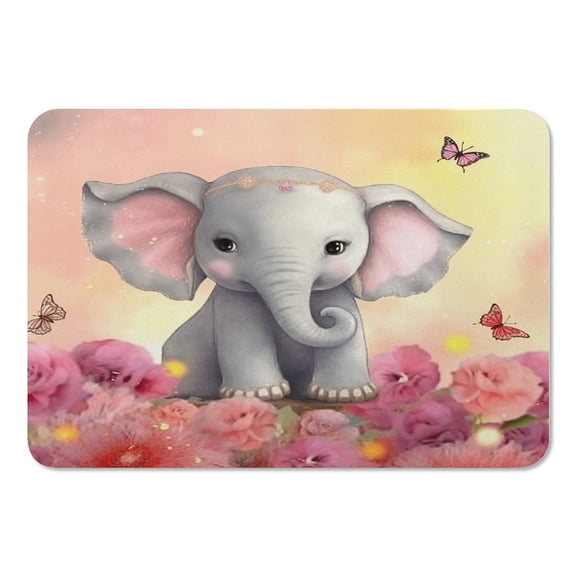 RKSupls Mouse Pad with Non-Slip Rubber Base, Elephant Butterfly Floral Pink Gaming Desk Mat for Keyboard and Mouse, Desk Protector Pad for Home Office Use