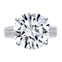 AFFY Solid 10K White Gold Center 5ct 11mm G-H-I color Heart Arrows Cut Moissanite Engagement Rings with Accents 2.6mm Band Width Ring Size-7.5