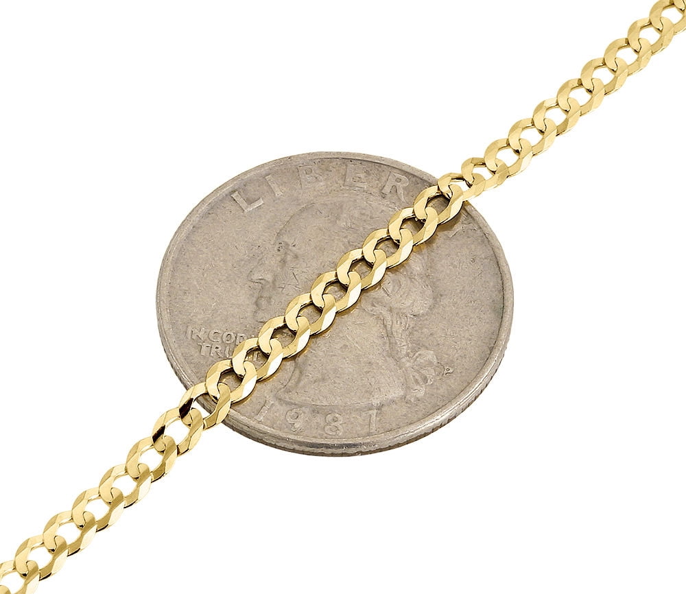 Real 10K Yellow Gold 3.0MM Solid Plain Cuban Link Style Chain Necklace 26"