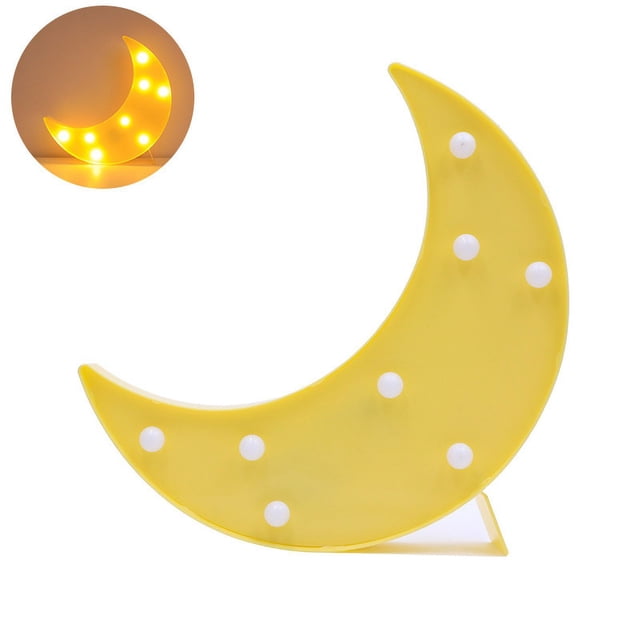 Letreros LED en forma de luna, luces de noche de luna iluminadas Lámpara de luna creciente a batería para dormitorio, Navidad, cumpleaños