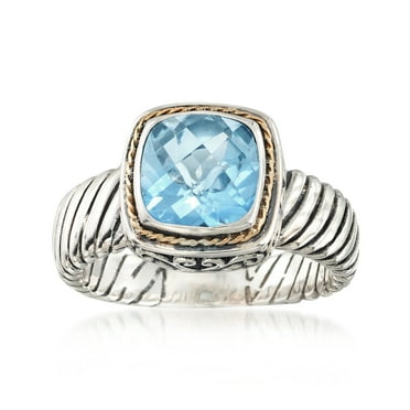 Ross-Simons Balinese 2.30 Carat Sky Blue Topaz Ring in 2-Tone Sterling Silver, Women's, Adult
