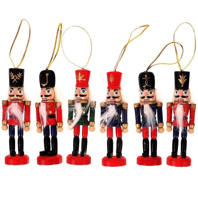 CIMAXIC christmas 6pcs Xmas Nutcracker Puppet Design Pendants Xmas Tree Decor Xmas Tree Ornaments,3.35"X1.38"X0.39"