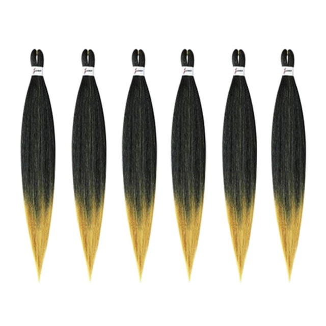 6 Unids / Set Mujeres Pre Estiradas Crochet rgo Extensión de Cabello - Amarillo Baoblaze Cabello trenzado pre estirado