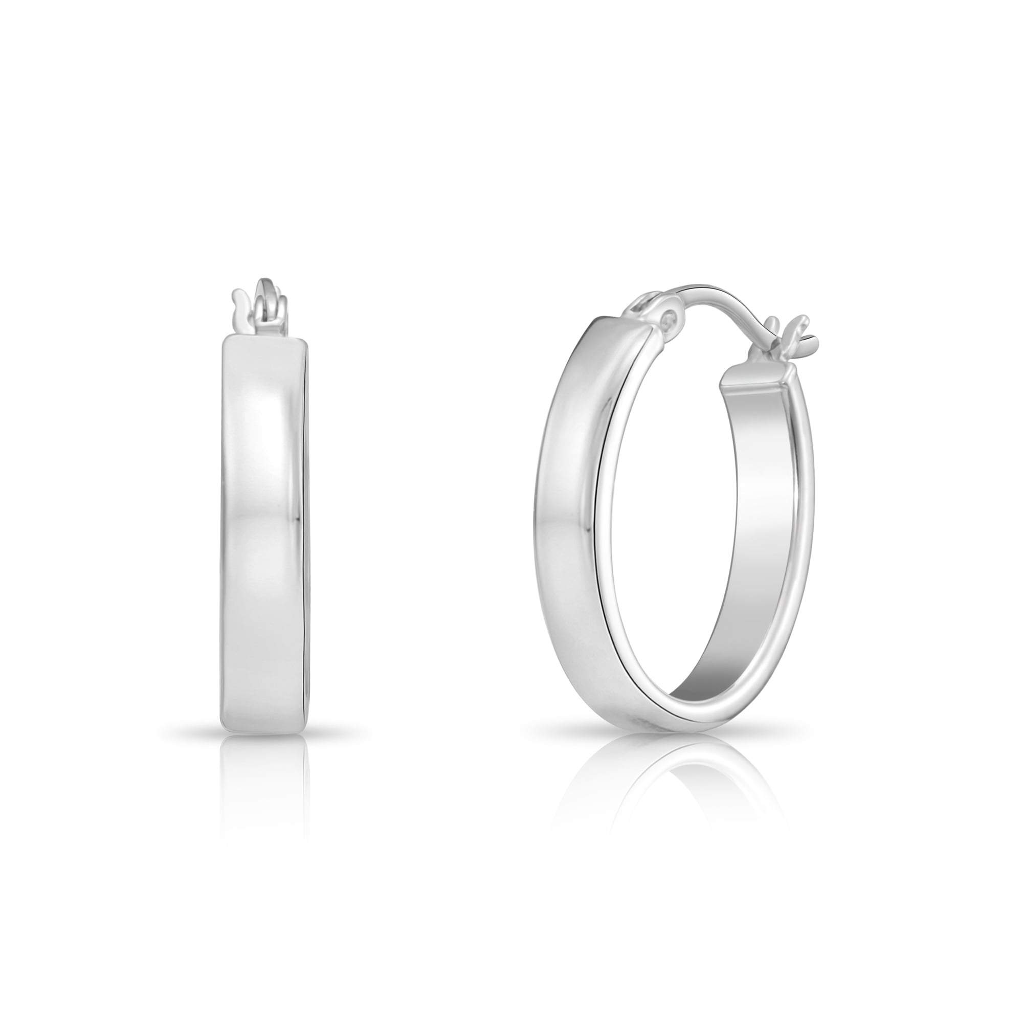 Tilo Jewelry 925 Sterling Silver Polished Oval Hoop Earrings (20mm) for Women & Unisex