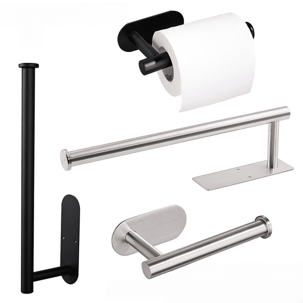 Portarrollos de papel higiénico para cocina, de pared, sin perforaciones, para baño, de acero inoxidable