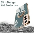 thumbnail image 4 of for Samsung Galaxy S21 Ultra Ring Holder Case Shiny Plating Rose Gold Edge 360 Degree Rotation Kickstand for Women Girls Slim Soft Flexible TPU Protective Cover Case, 6.8 Inch, Gray, 4 of 7