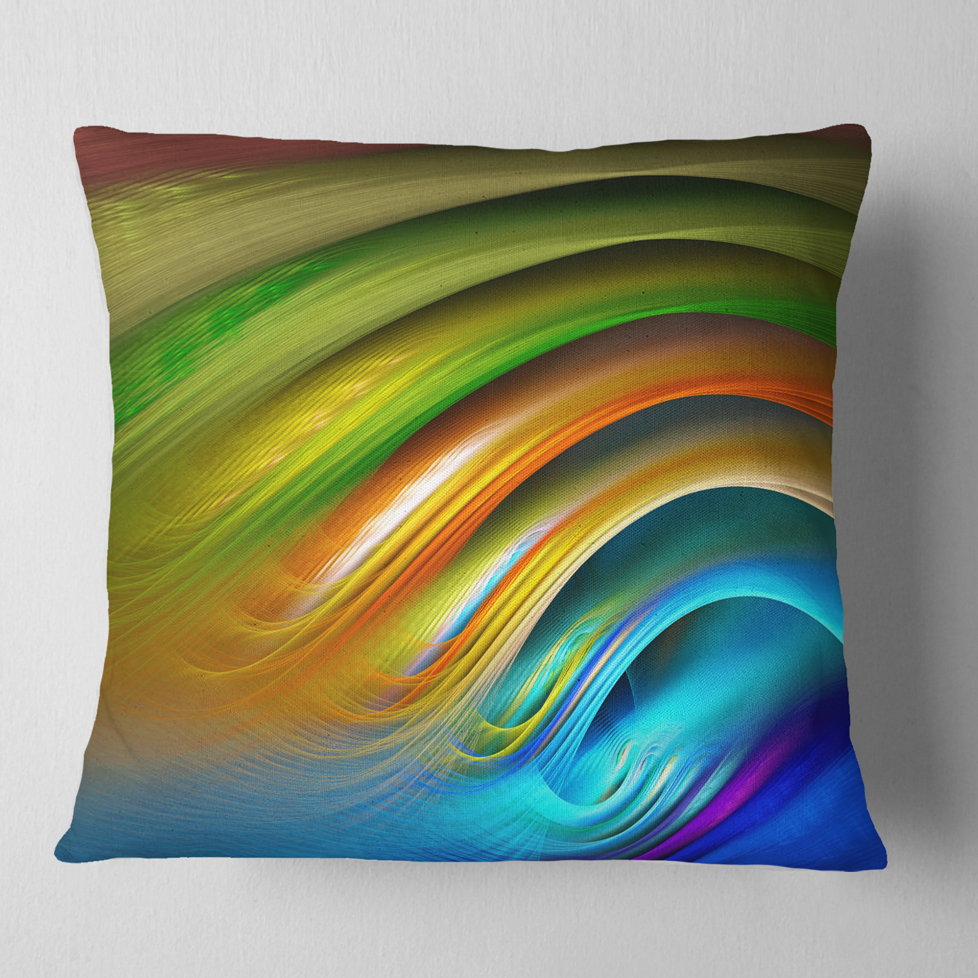 Designart Colorful Fractal Water Ripples - Abstract Throw Pillow - 16x16