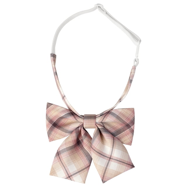 INSPIRAR CHIC Corbatas de moño preatadas a cuadros, lindas, elegantes y coloridas para mujeres, uniforme escolar, rosa