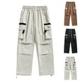 thumbnail image 3 of Oversized Straight Wide Leg Trousers L-8XL Big and Tall Men's Cargo Pants Drawstring Elastic Waist Streetwear Quick Drying, 3 of 4