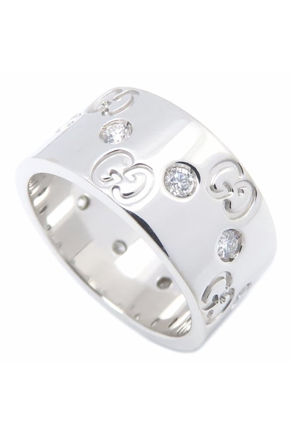 Pre-Owned GUCCI Icon Wide Ring, Diamond Size 11, K18WG, Women's, Item No. 295401