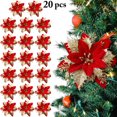 thumbnail image 1 of LEEYNEER 20 piezas de flores artificiales, flores falsas a granel, flores navideñas, plantas artificiales para decoración de exteriores, interiores, hogar, boda, 1 of 5