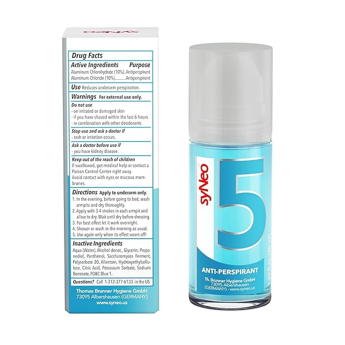 syNeo 5 Antiperspirant Roll-On, Anti Sweat Deodorant for women against heavy sweating, Anti-Transpirant antiperspirant Roll-on Deodorant, 1 pack 1.69 fl.oz.