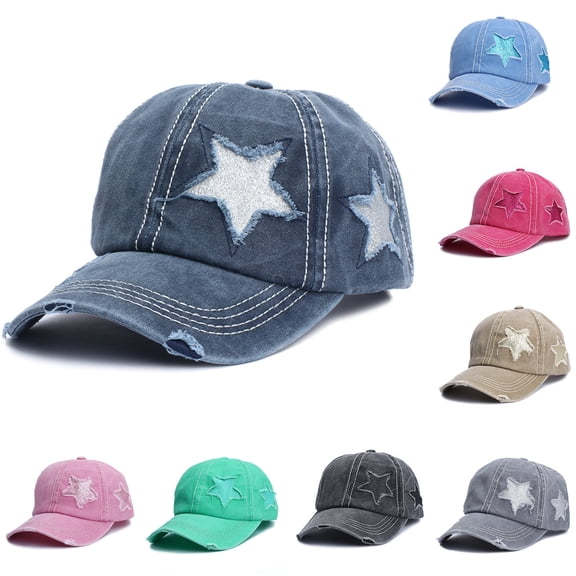 Helii Sun Printing Star Pattern Baseball Cap Vintage Casual Cowboy Hat for Women