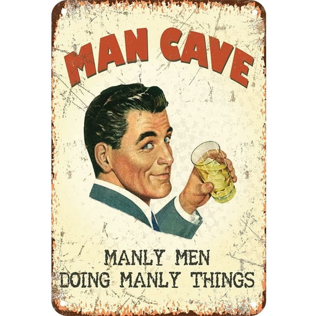 Placa Metal Vintage Cueva Hombre Pintura Hierro Rectangular Del Pared 20x30cm