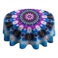 thumbnail image 4 of Colorful Tie Dye Mandala Pattern Round Tablecloth 60"x60",Wrinkle Wipeable Table Cloth for Kitchen Dining Room Picnic Patio Party, 4 of 6