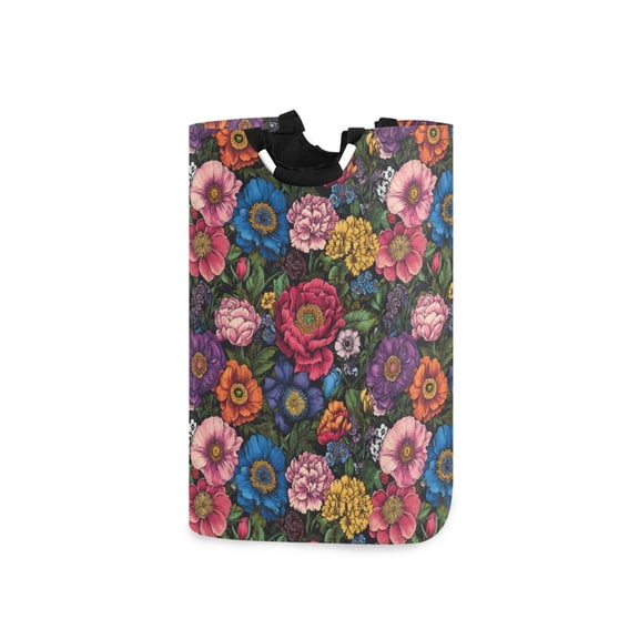 Yayeee Freestanding Laundry Hamper with Handle Collapsible Large Storage Basket for Clothes, Vibrant Blooming Flowers
