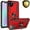 Red, variant on iPhone 12 Mini Case, With [Tempered Glass Screen Protector Included], STARSHOP Drop Protection Ring Kickstand Cover- Black
