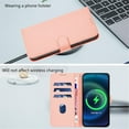 thumbnail image 4 of Wallet Case Compatible for iPhone 14 Pro Max, PU Leather Magnetic Closure Protective Flip Folio Case with 3 Card Holder and Wrist Strap Cover Women Men,Pink,For iPhone 14 Pro Max, 4 of 7