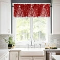 thumbnail image 3 of Christmas Red Kitchen Curtains and Valances Set, Rod Pocket Curtains Tier Farmhouse Window Curtains 36 Inch Length, Winter Xmas Pine Trees Snowflake Ball 3 Piece Kitchen Curtains Set, 3 of 6